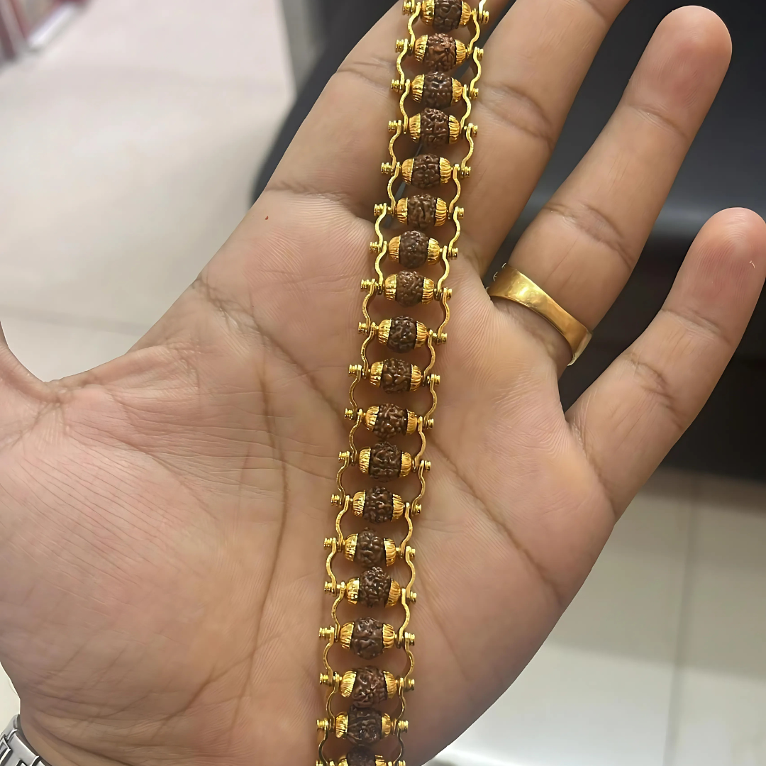 Gold Plated Rudraksha Bracelet for Men