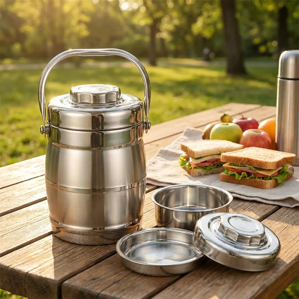 Insulated Leak-Proof Stainless Steel Lunch Box (2.2L)