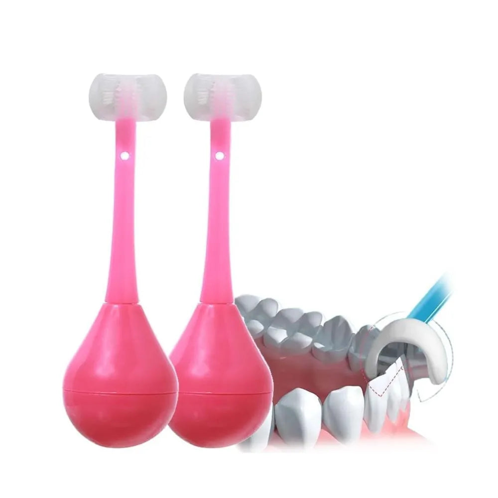 7327 toddler toothbrush - soft bristle - 3-sided training with silicone head inverted cleaning for aged 2-12 childrens