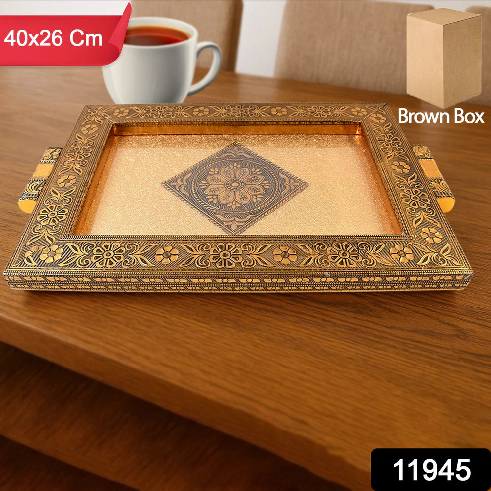 Rajwadi Antique Decorative Tray – 40×26 cm