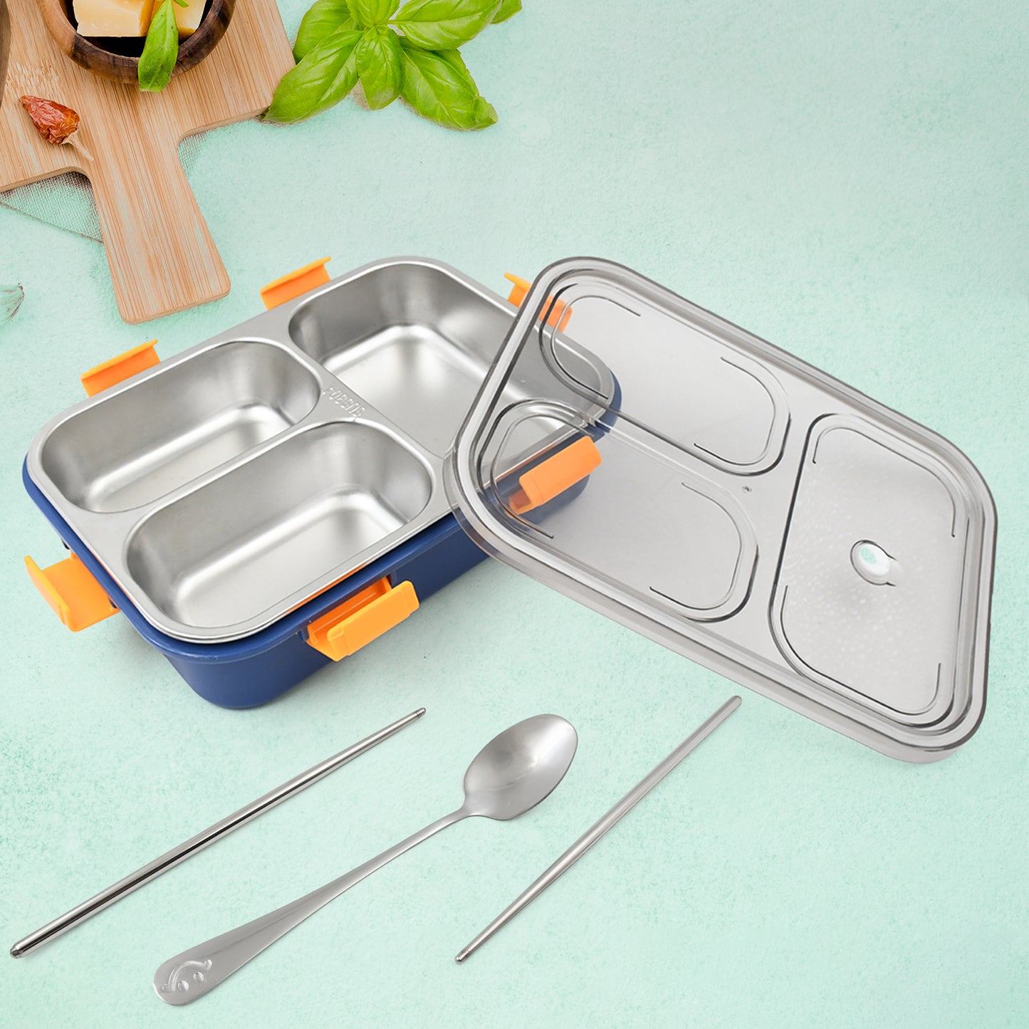 3-Compartment Stainless Steel Lunch Box