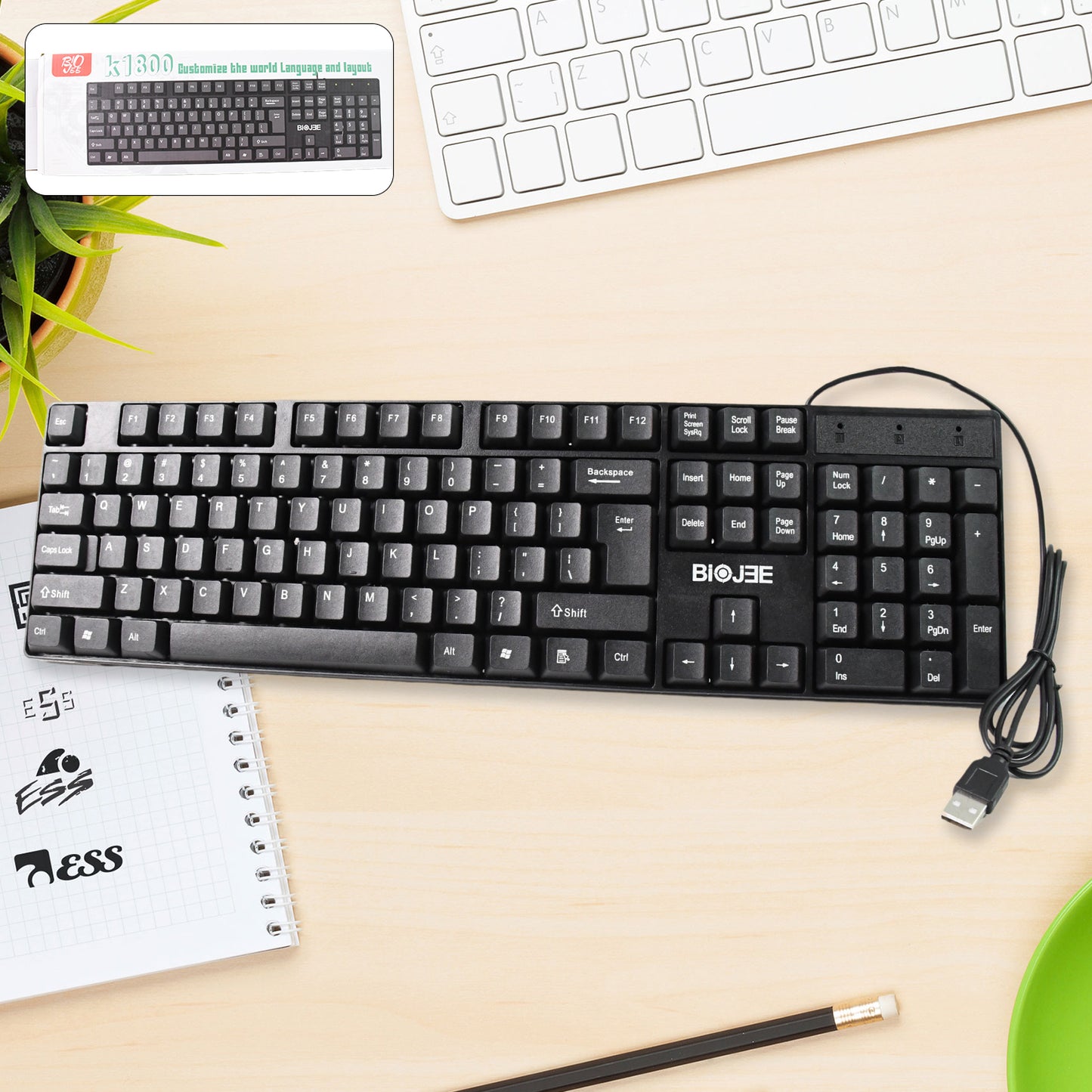 Ergonomic USB Wired Keyboard