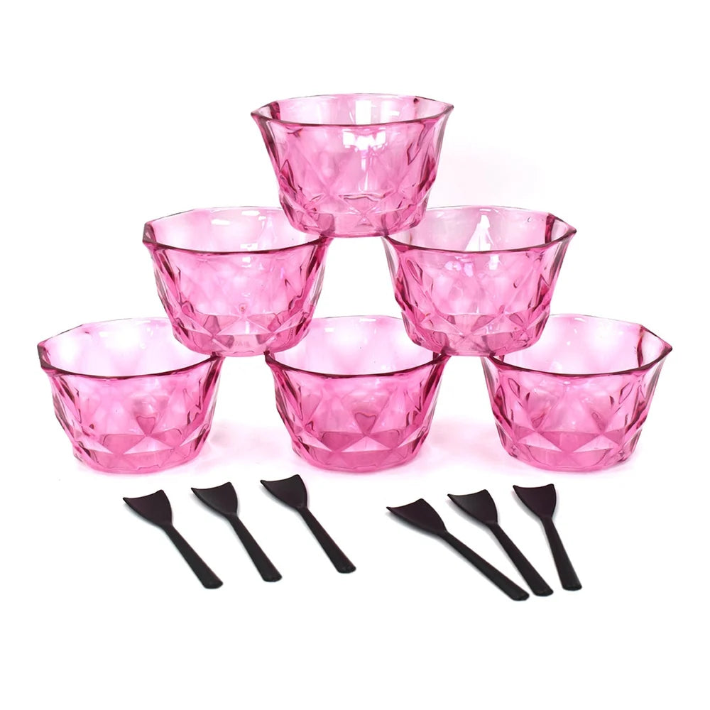 6 Pc Diamond Ice Cream Bowl Set
