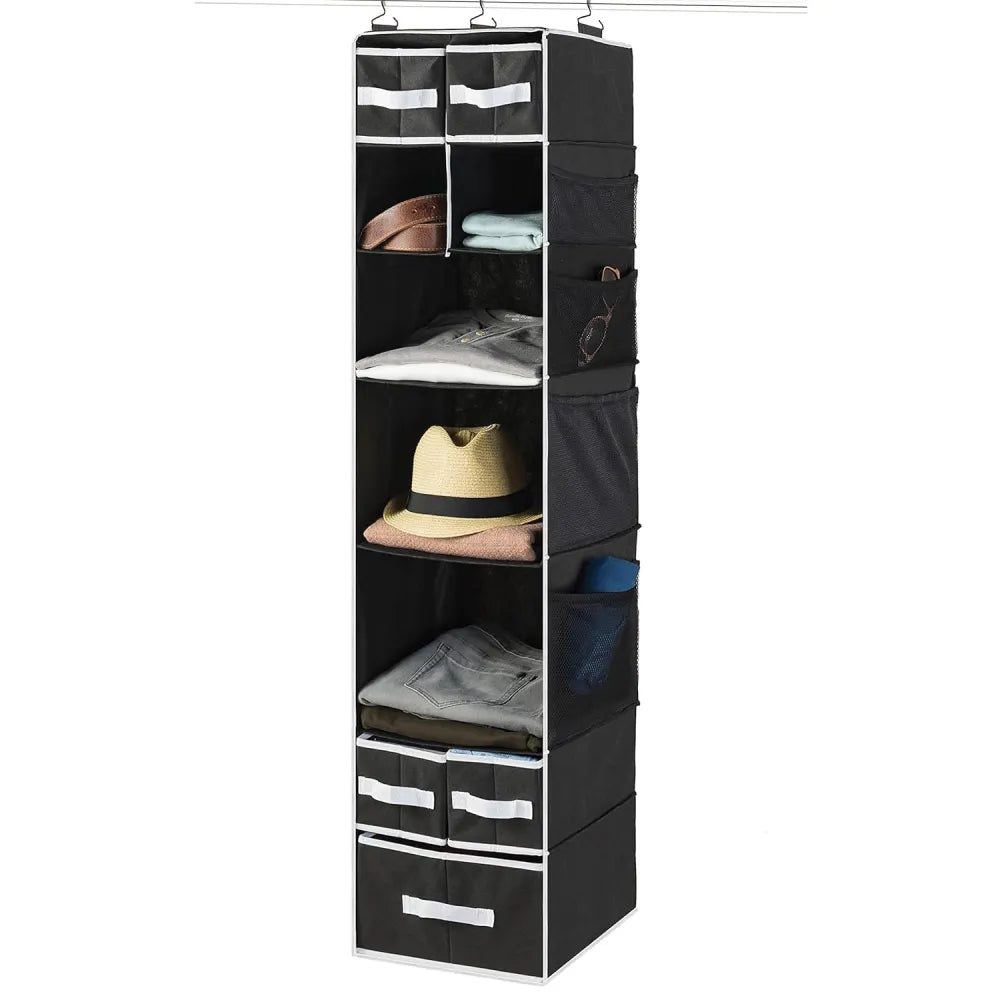 9 shelf hanging closet organizer with 5 drawer organizers - home improvement
