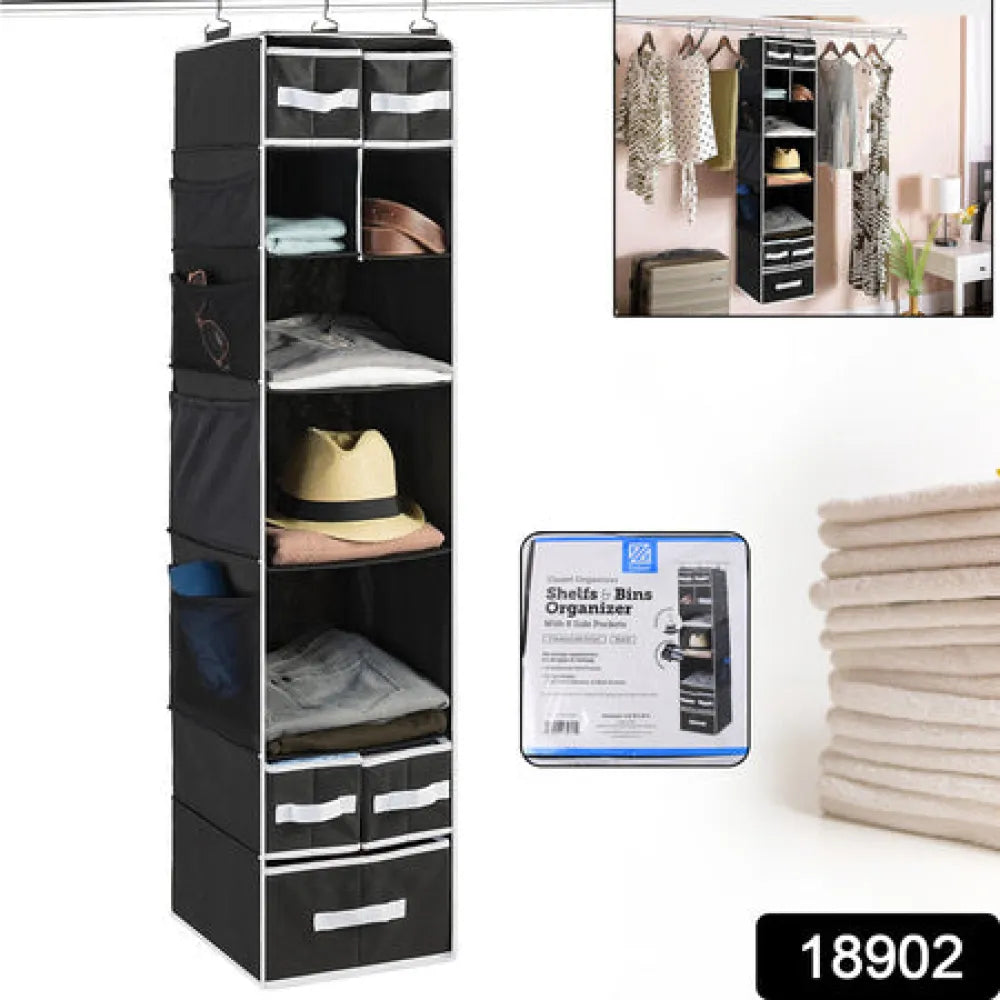 9 shelf hanging closet organizer with 5 drawer organizers - home improvement