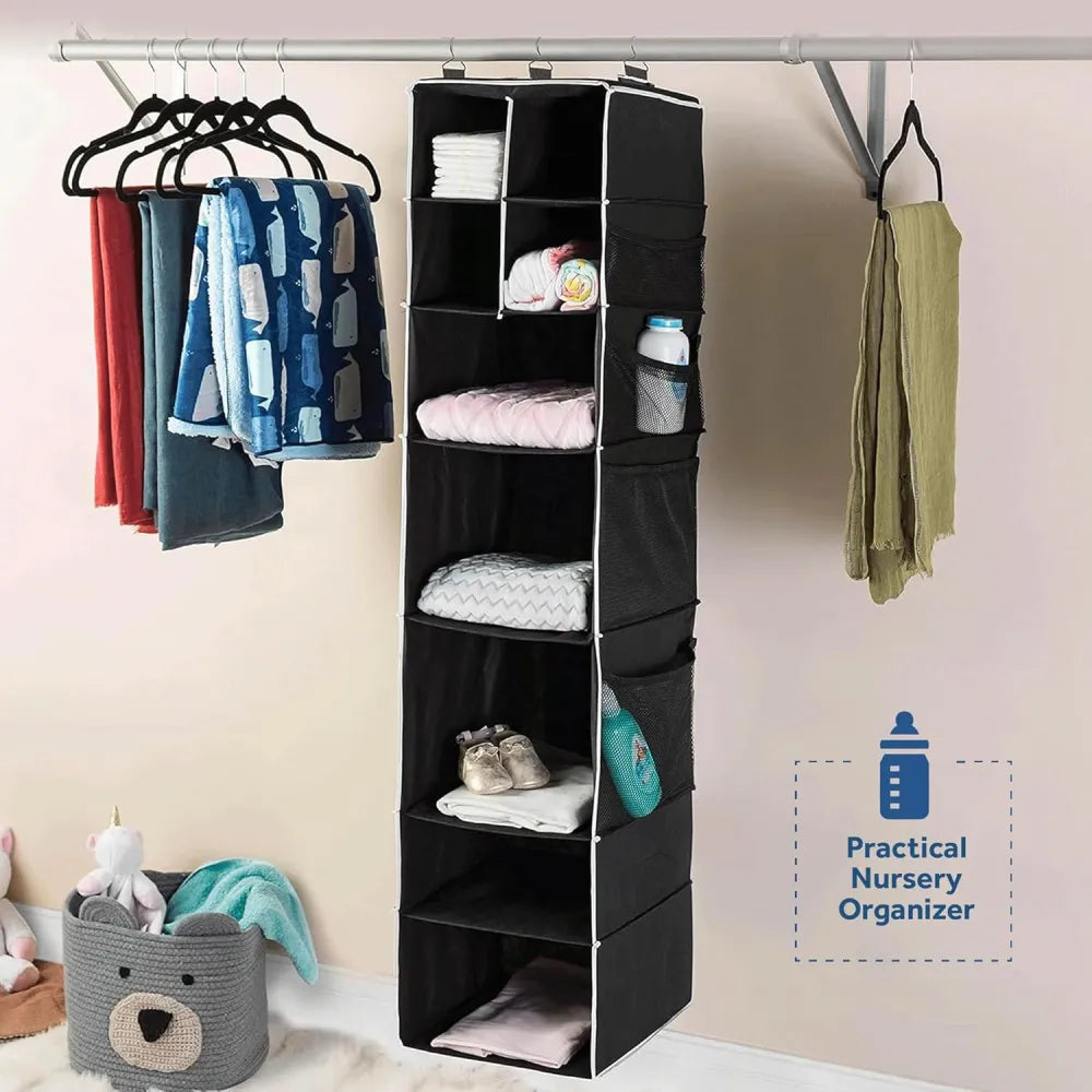 9 shelf hanging closet organizer with 5 drawer organizers - home improvement