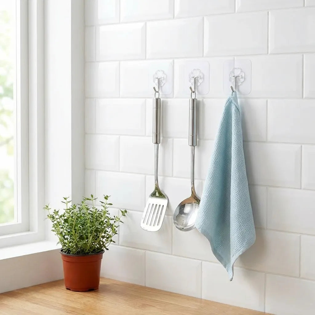 Transparent Adhesive Hooks – Pack of 12