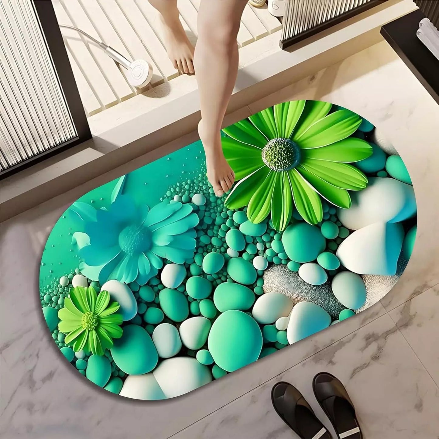 5D floral bathroom mat