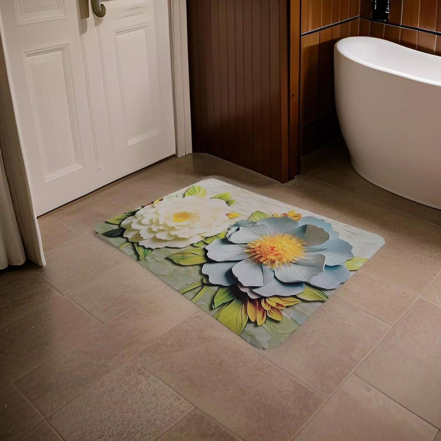 5D floral bathroom mat