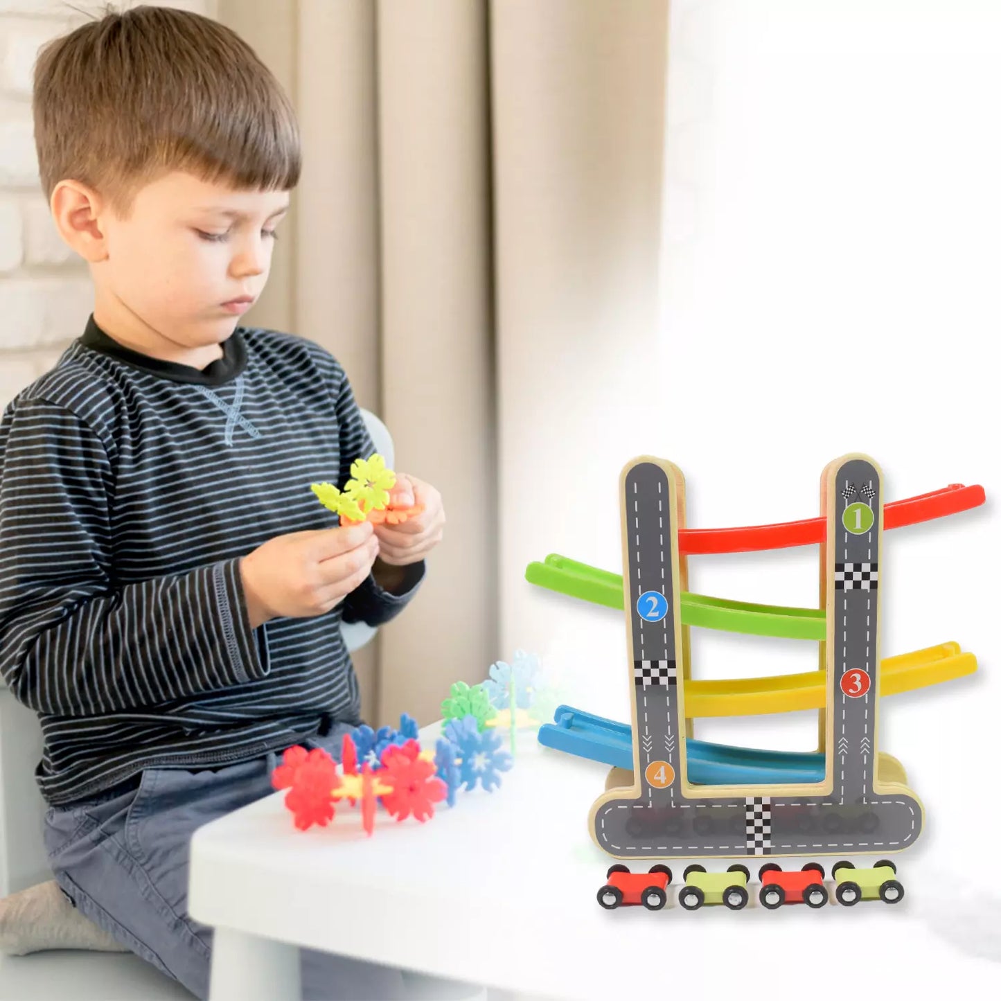 Wooden Ramp Racer Set