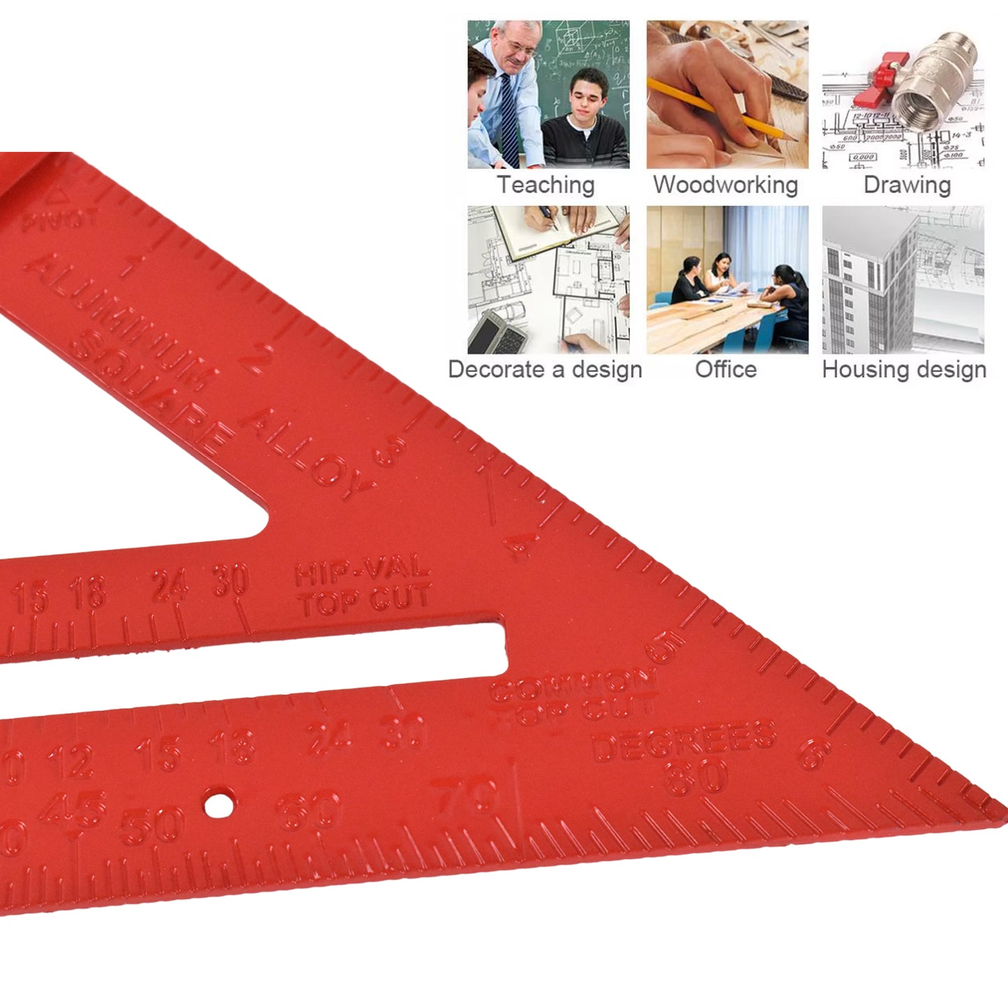 Double Side Scale Triangle Ruler Measurement Hand Tool (1 Pc Red)
