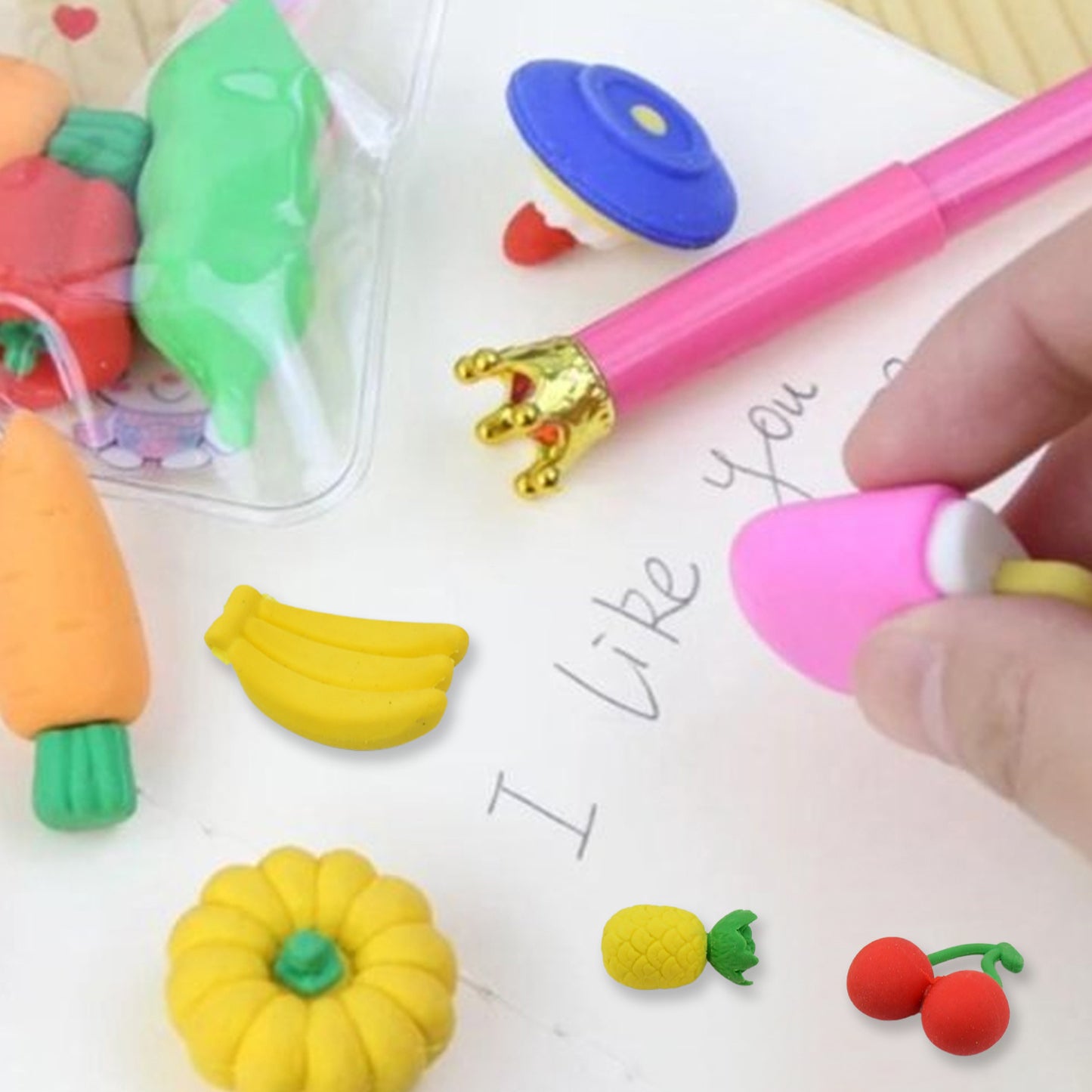 Mix Design Fancy Stylish Colorful Erasers (1 Set 3 Pc Set)