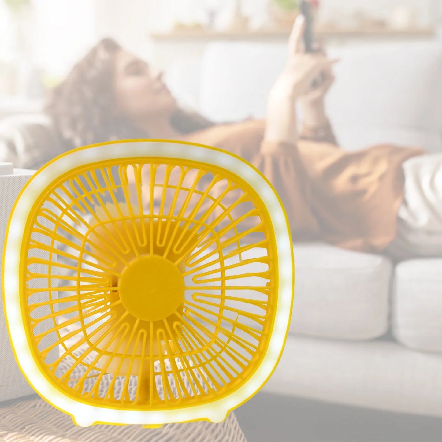 USB Mini Desk Fan + Light