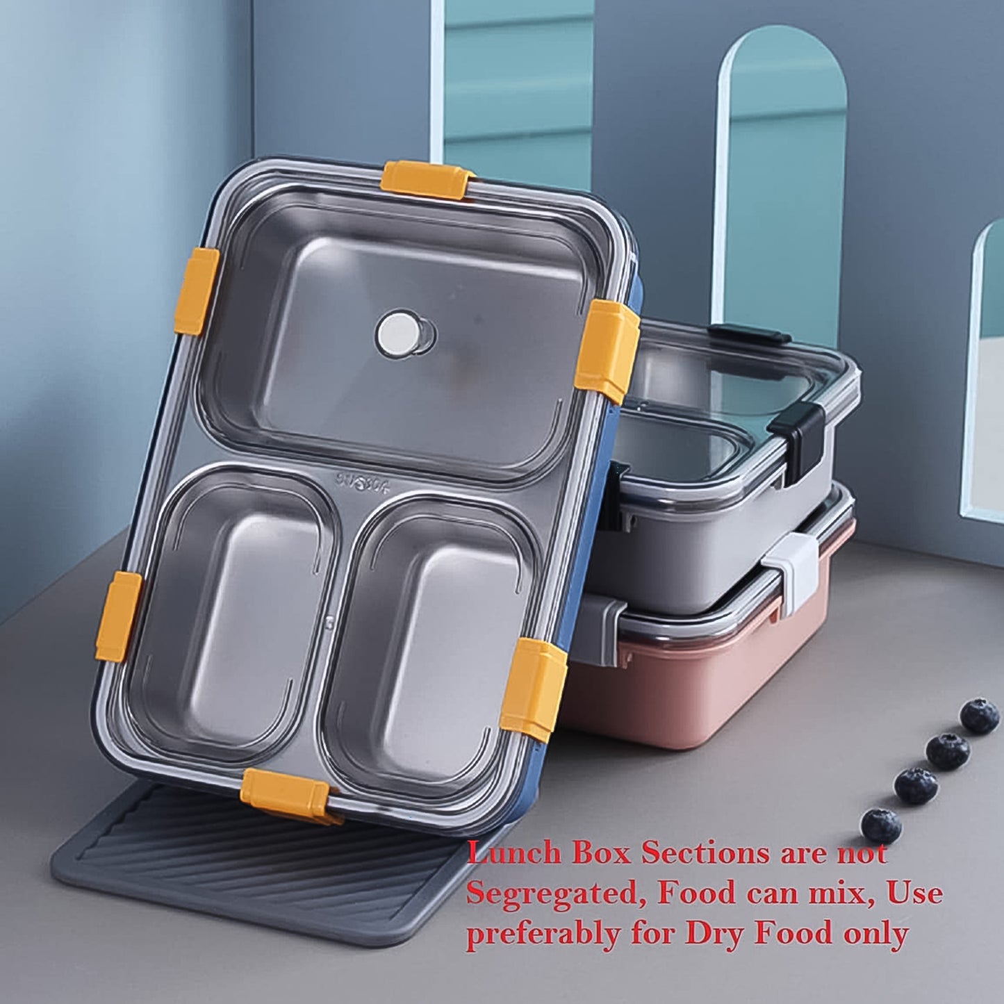 3-Compartment Stainless Steel Lunch Box