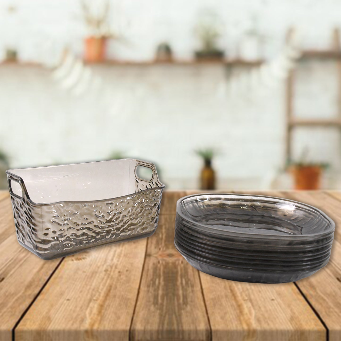 10-Piece Reusable Plastic Plate Set