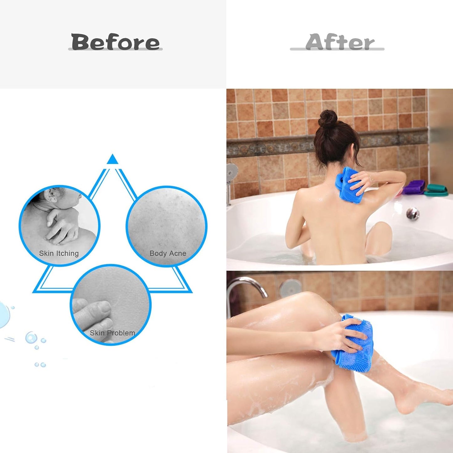 Silicone Body Scrubber Silicone Bath Body Brush (1 Pc 25 Inch)