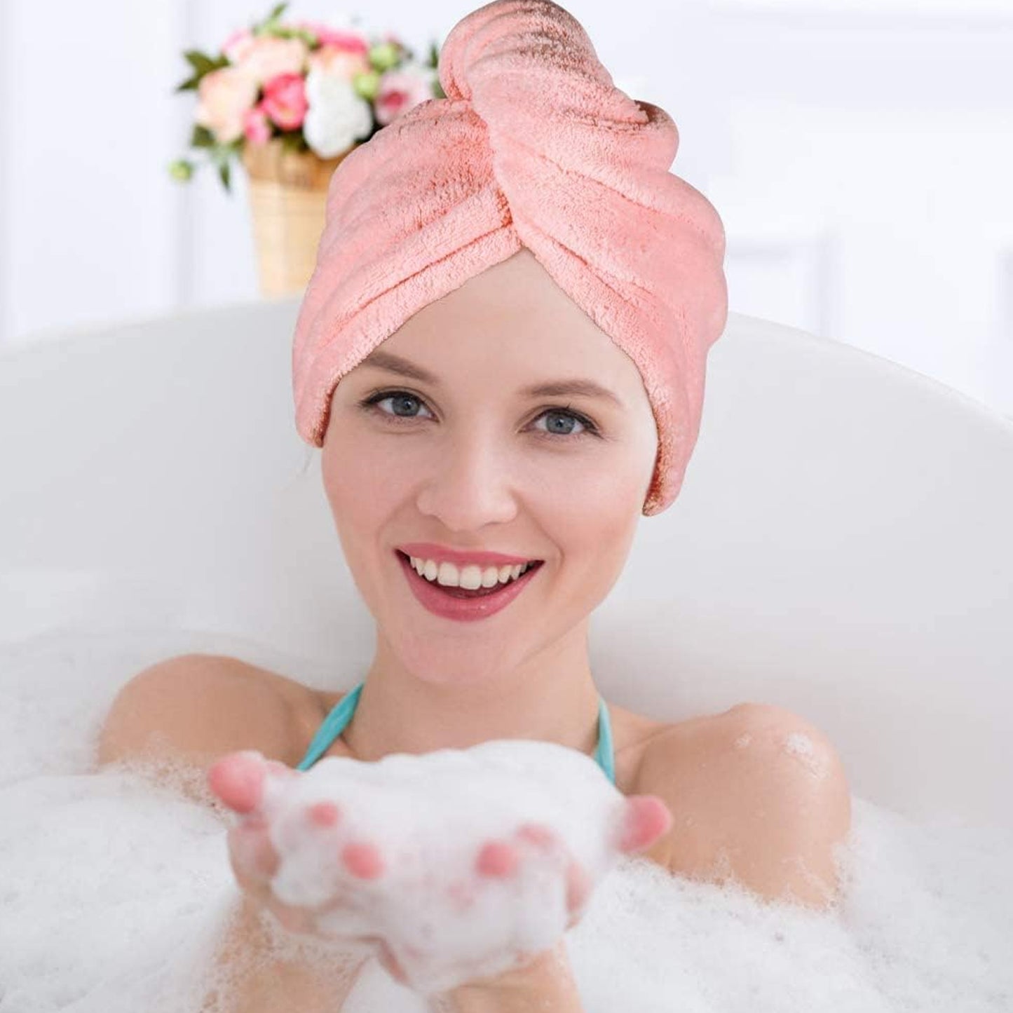 Microfiber Hair Wrap Towel Cap (1 Pc 63x23 Cm Mix Color)