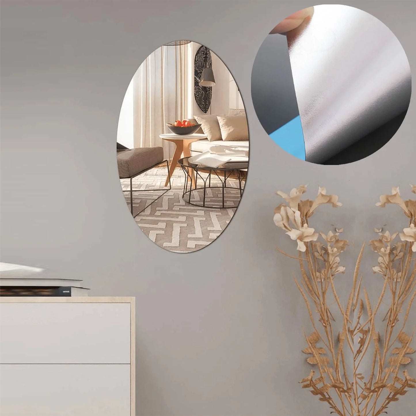 Oval 3D Mirror Sticker