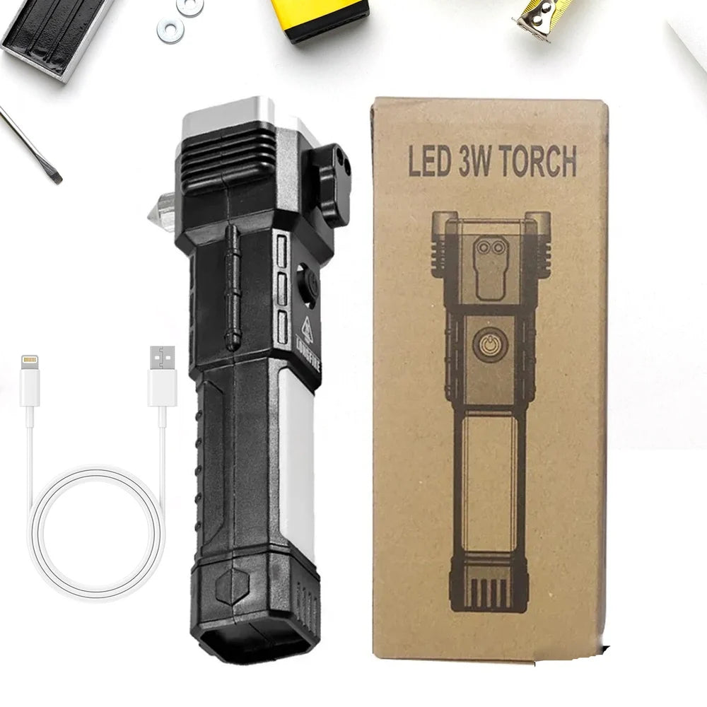 Multifunctional Rechargeable Survival Flashlight