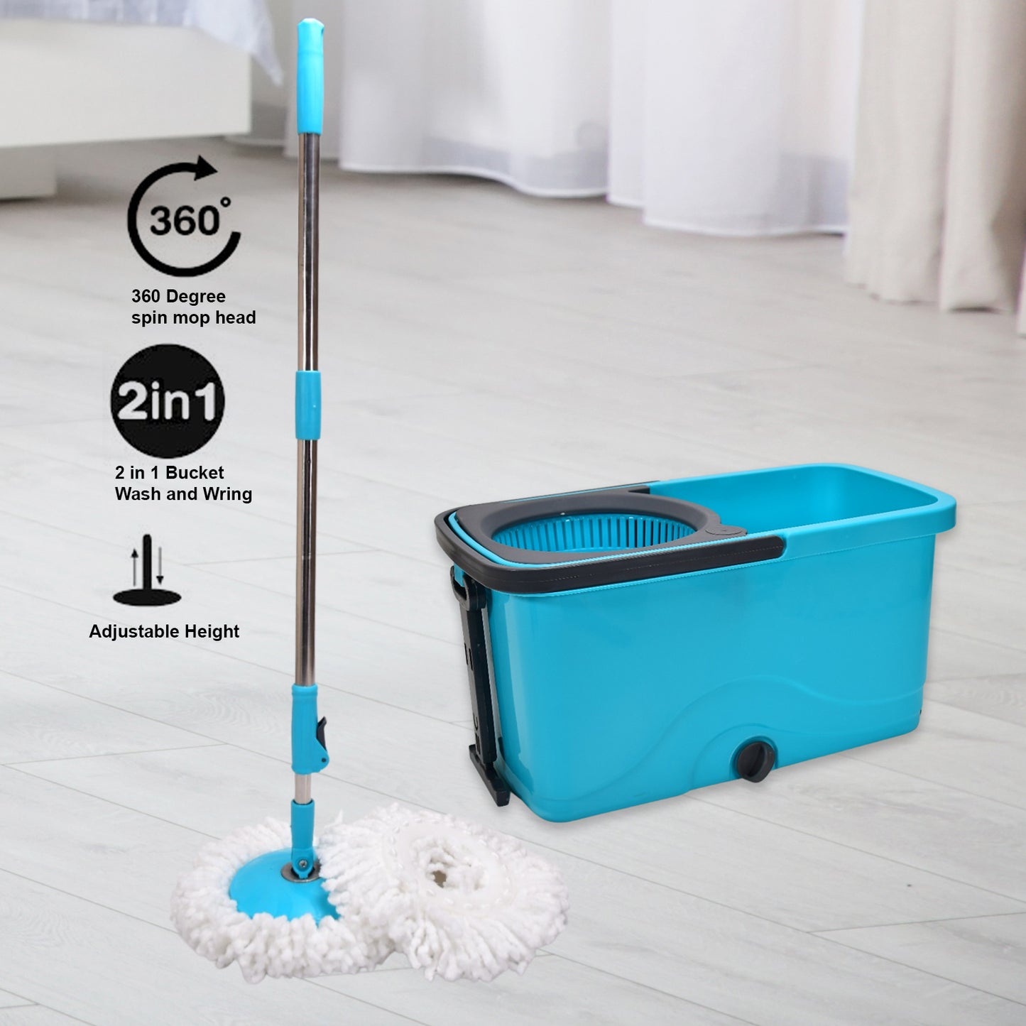 4028 Quick Spin Mop Plastic Spin Bucket Floor Cleaning Easy Wheels Big Bucket Floor Cleaning Mop With Bucket