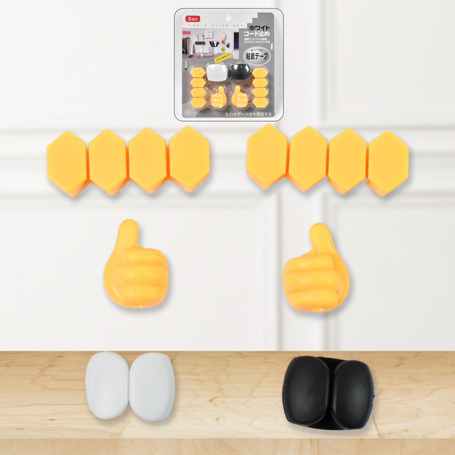 Self Adhesive Hooks For Cable Clips Desktop Cable Organizer (6 Pcs Set Mix Design) - Electronics
