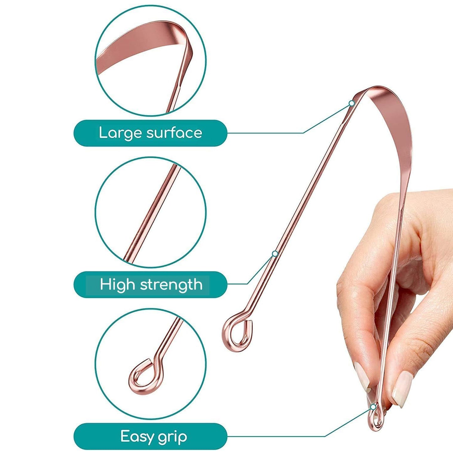 Tongue Cleaner For Kids Adults Tongue Scraper For Bad Breath Maintain Oral Hygiene For Daily Use For Fresh Breath Bacteria Removal Improved Taste (Steel Copper Tongue Cleaner 1 Pc)