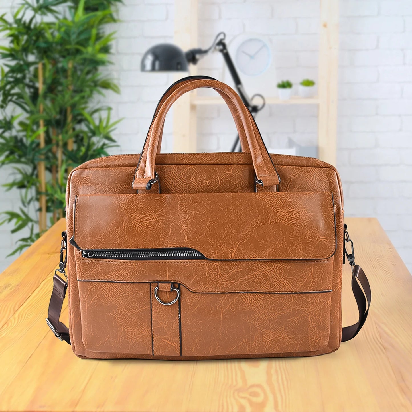Sleek Faux Leather Messenger Bag