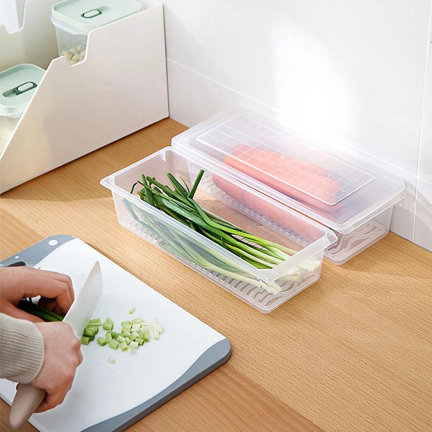 Fridge Storage Container with Drain Plate