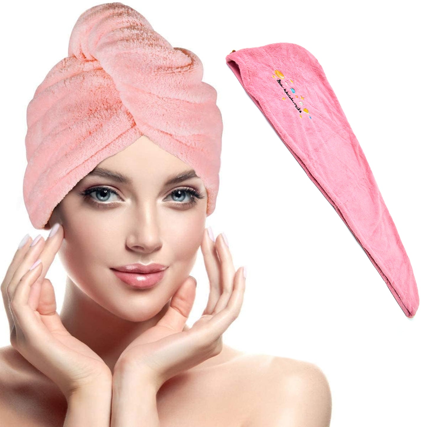 Microfiber Hair Wrap Towel Cap (1 Pc 63x23 Cm Mix Color)