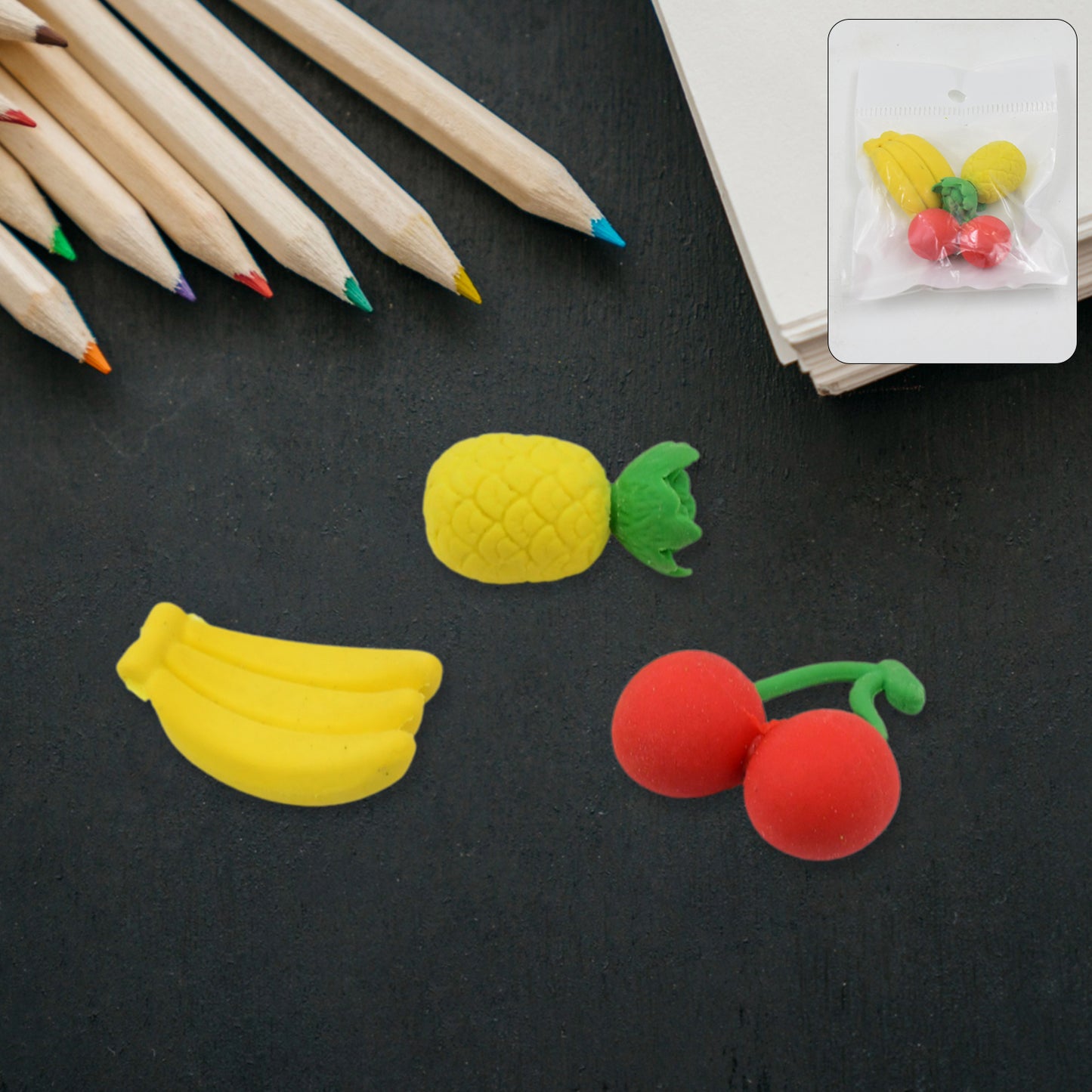 Mix Design Fancy Stylish Colorful Erasers (1 Set 3 Pc Set)