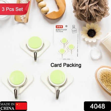 Multipurpose Strong Hook Self-adhesive Hooks For Wall Heavy Plastic Hook Sticky Hook Household For Home Decorative Hooks Bathroom All Type Wall Use Hook Suitable For Bathroom Kitchen Office ( 3 Pc Set)