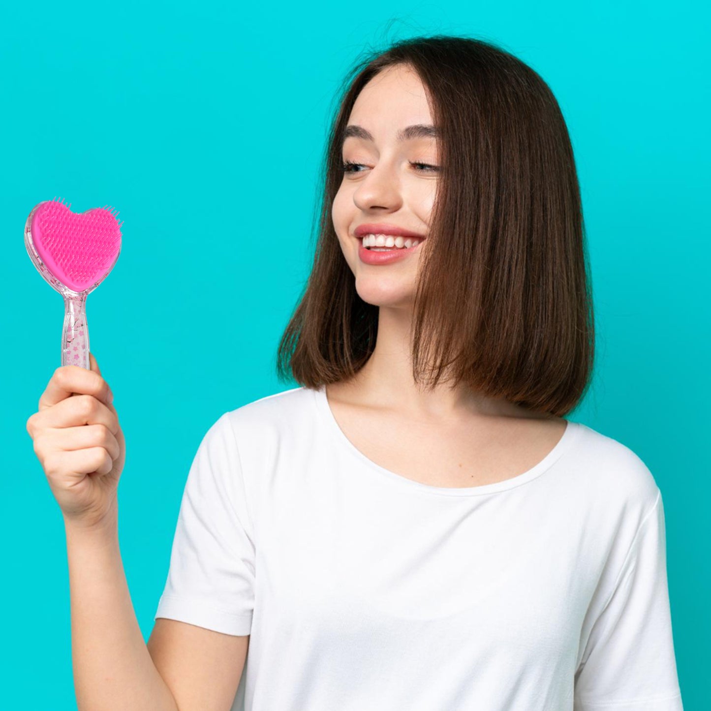 Heart Shape Glitter Hairbrush