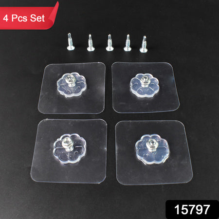Self Adhesive Hooks Sticker Screw Nut And Bolt Type (4 Pcs Set)