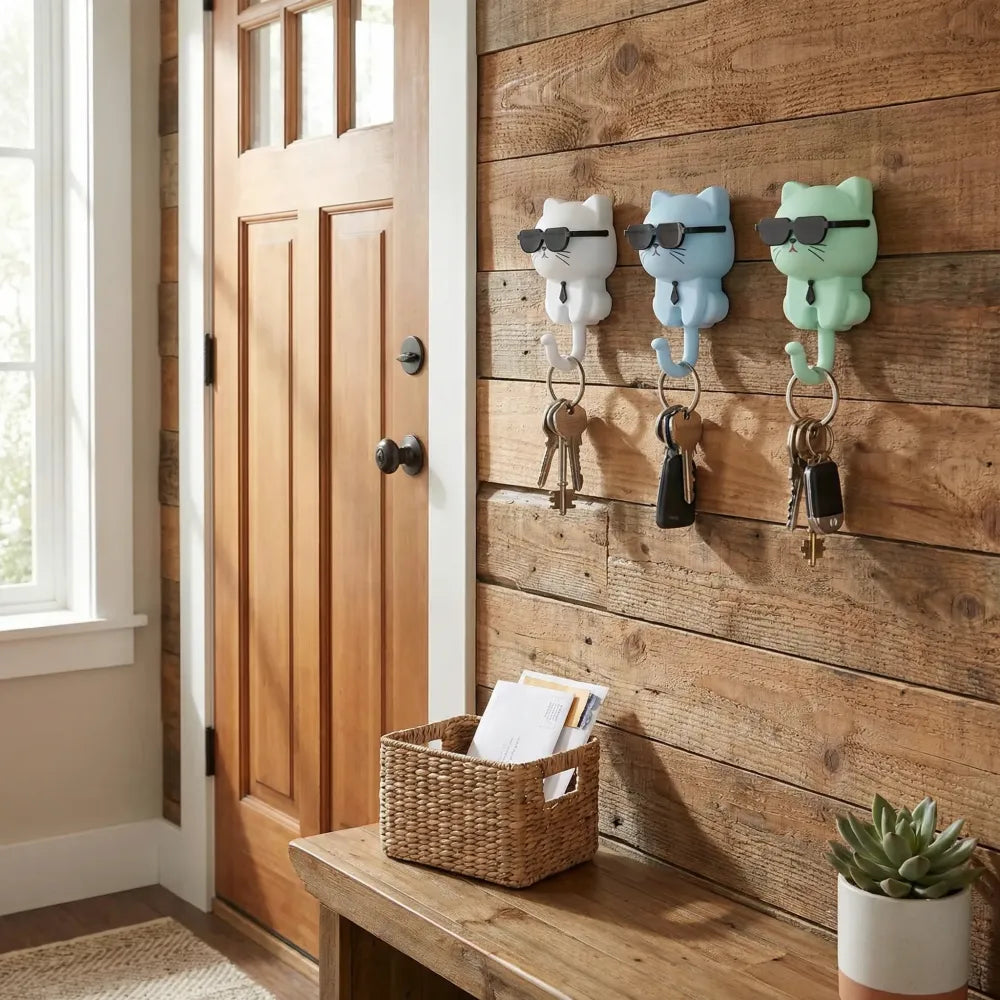 Adhesive cat key holder - home improvement