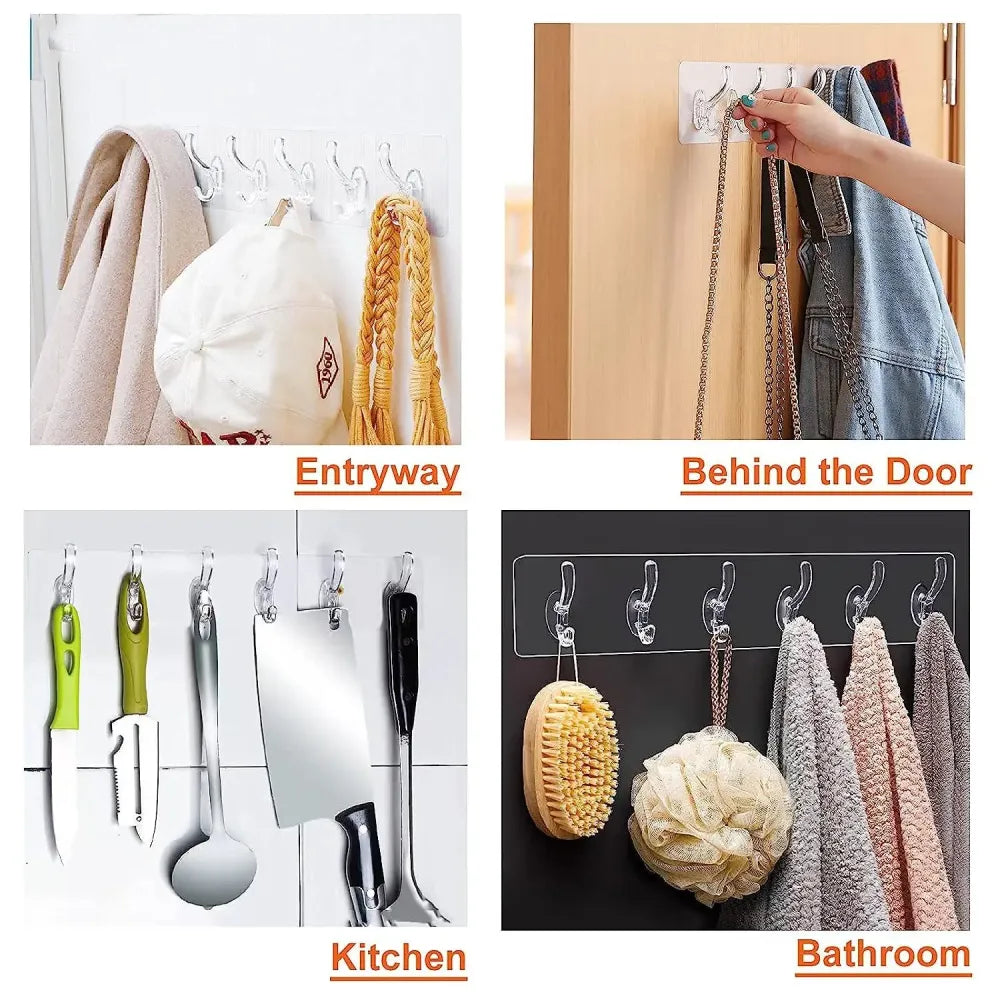 Adhesive wall hook rack – 6 hooks