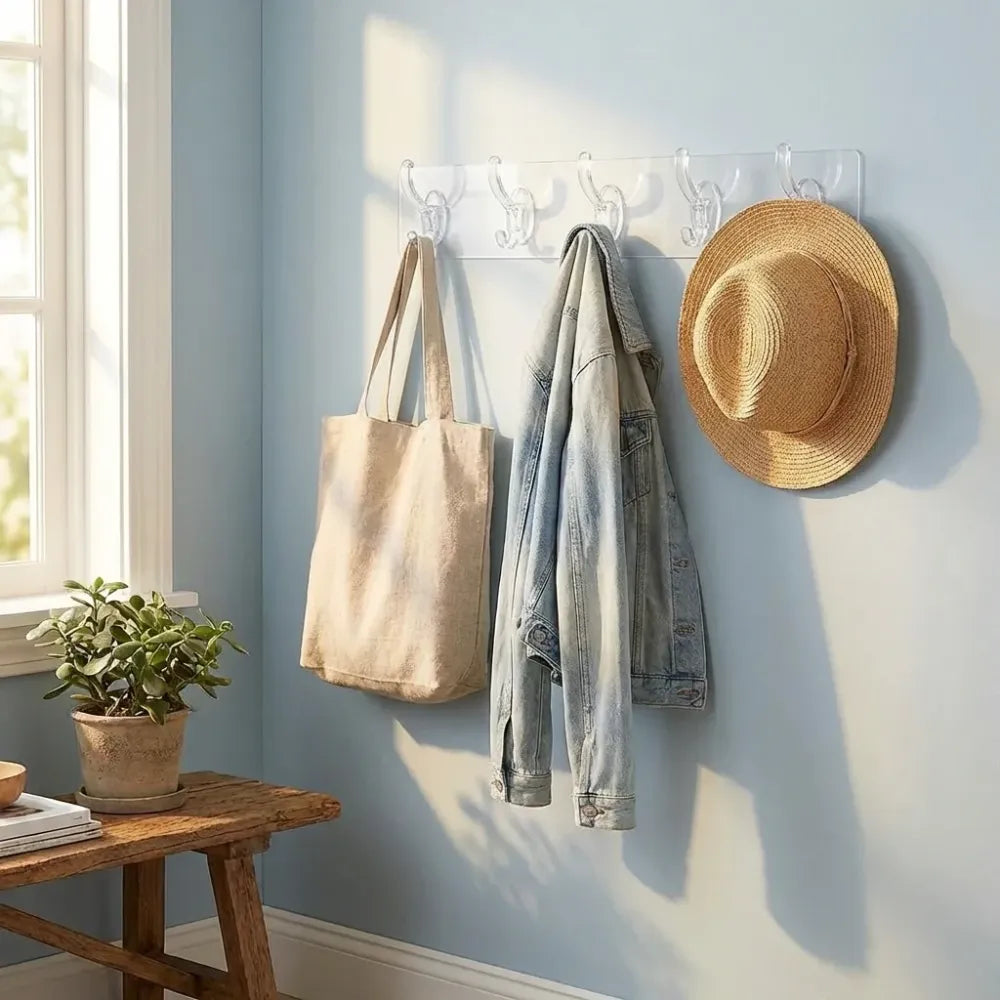 Adhesive wall hook rack – 6 hooks