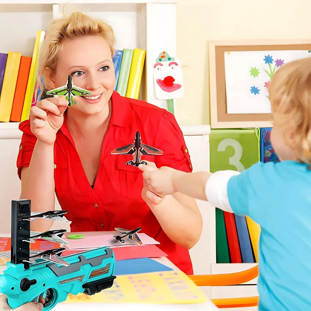 Airplane launcher toy with 4 foam planes