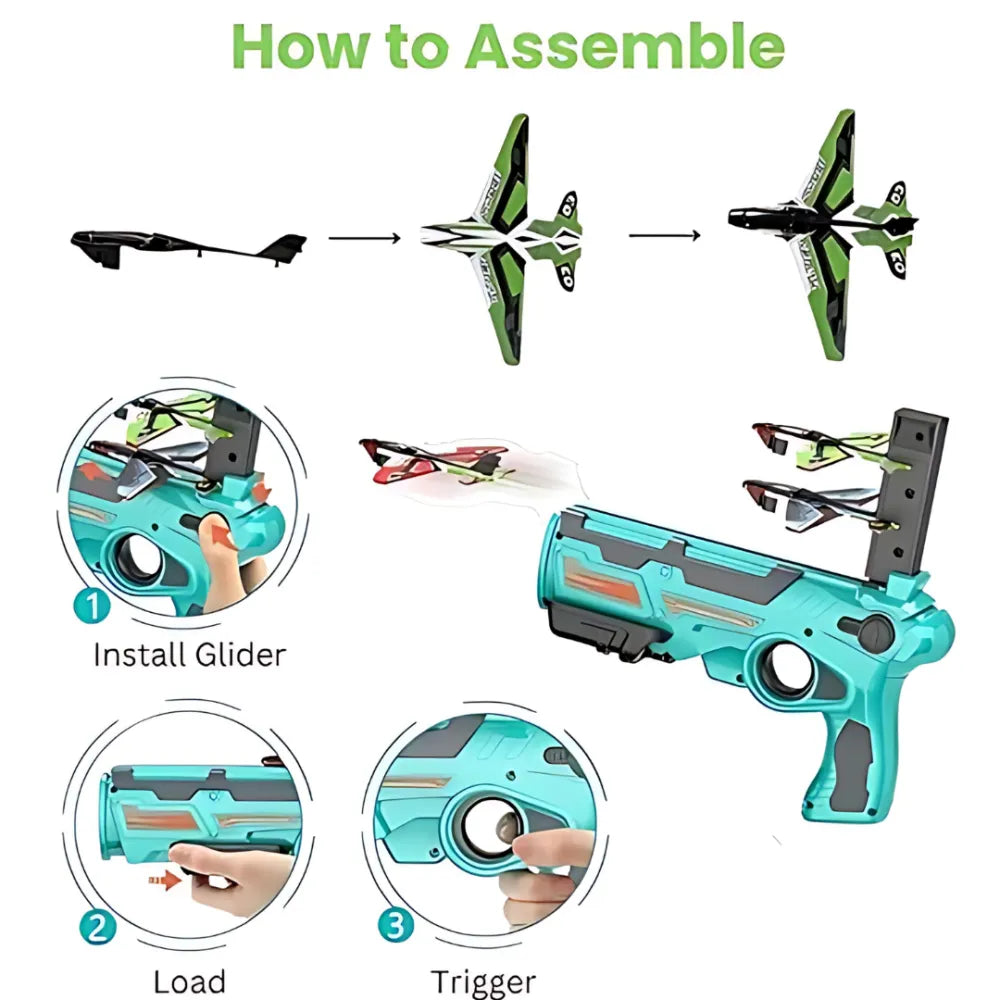 Airplane launcher toy with 4 foam planes