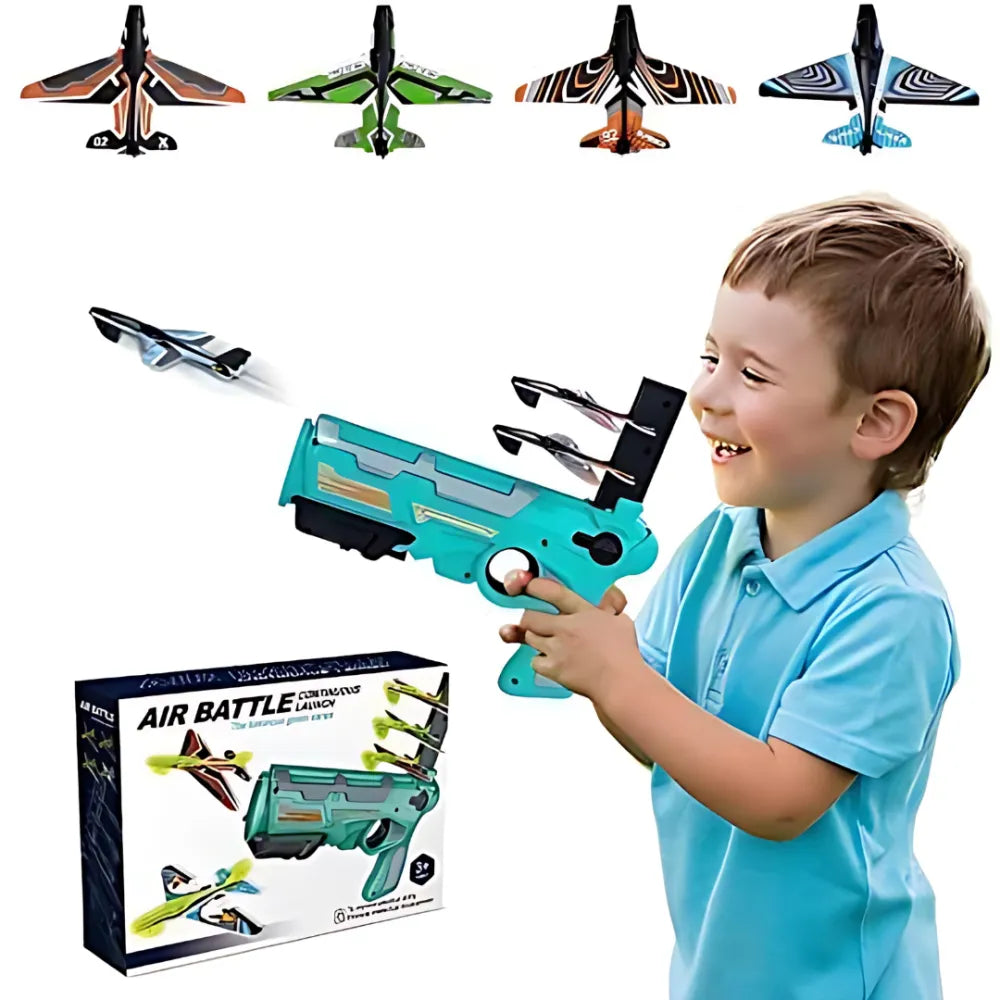 Airplane launcher toy with 4 foam planes