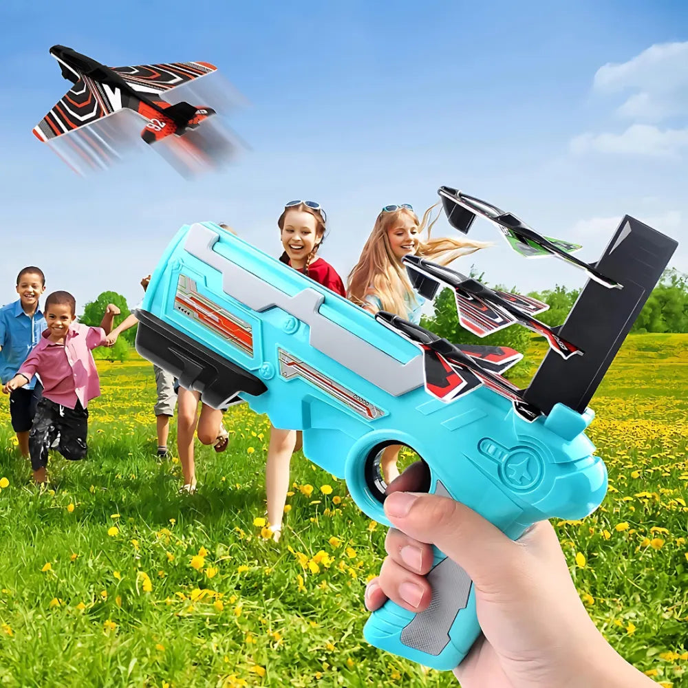 Airplane launcher toy with 4 foam planes