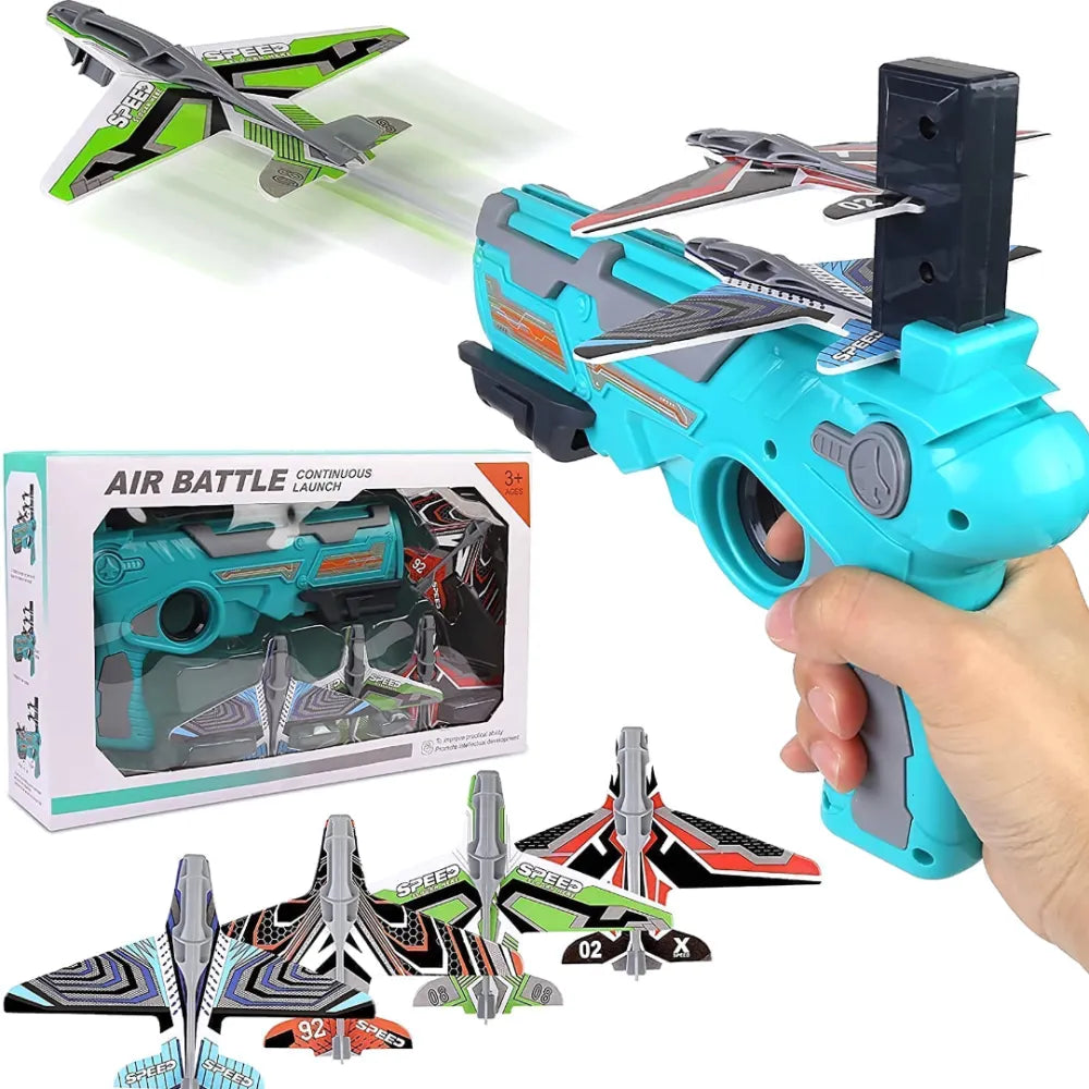 Airplane launcher toy with 4 foam planes