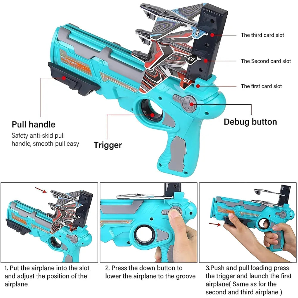 Airplane launcher toy with 4 foam planes