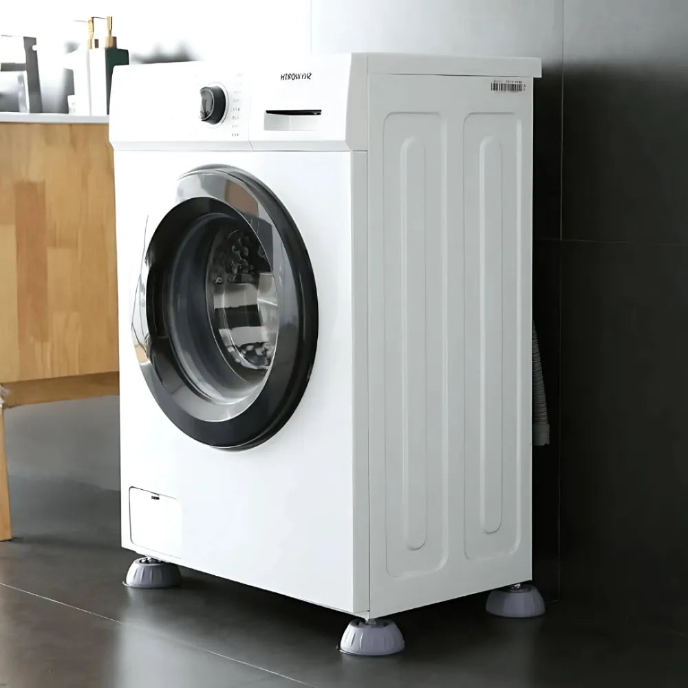 White front-loading washing machine.