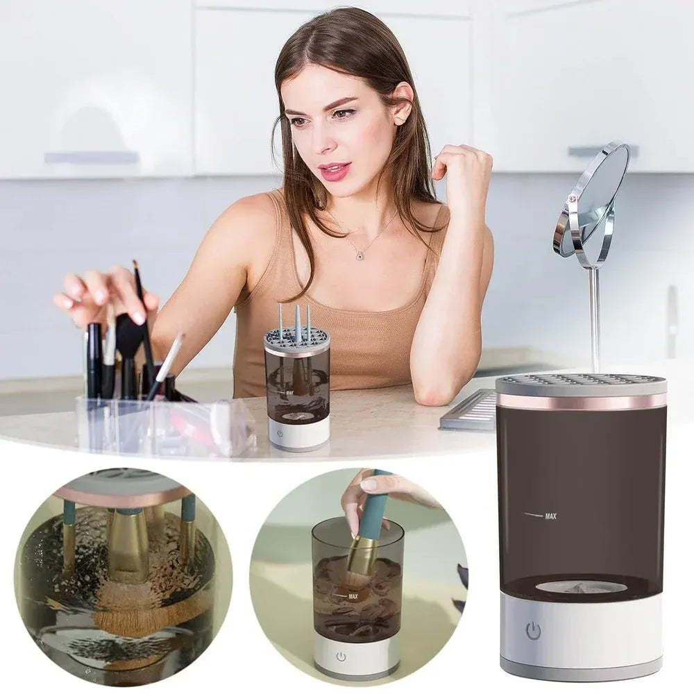 Auto makeup brush cleaner machine