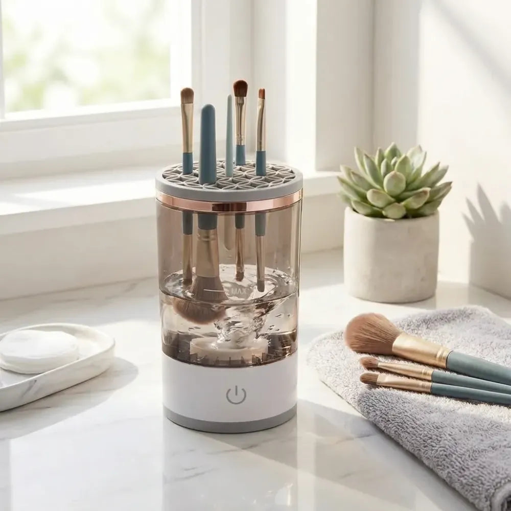 Auto makeup brush cleaner machine