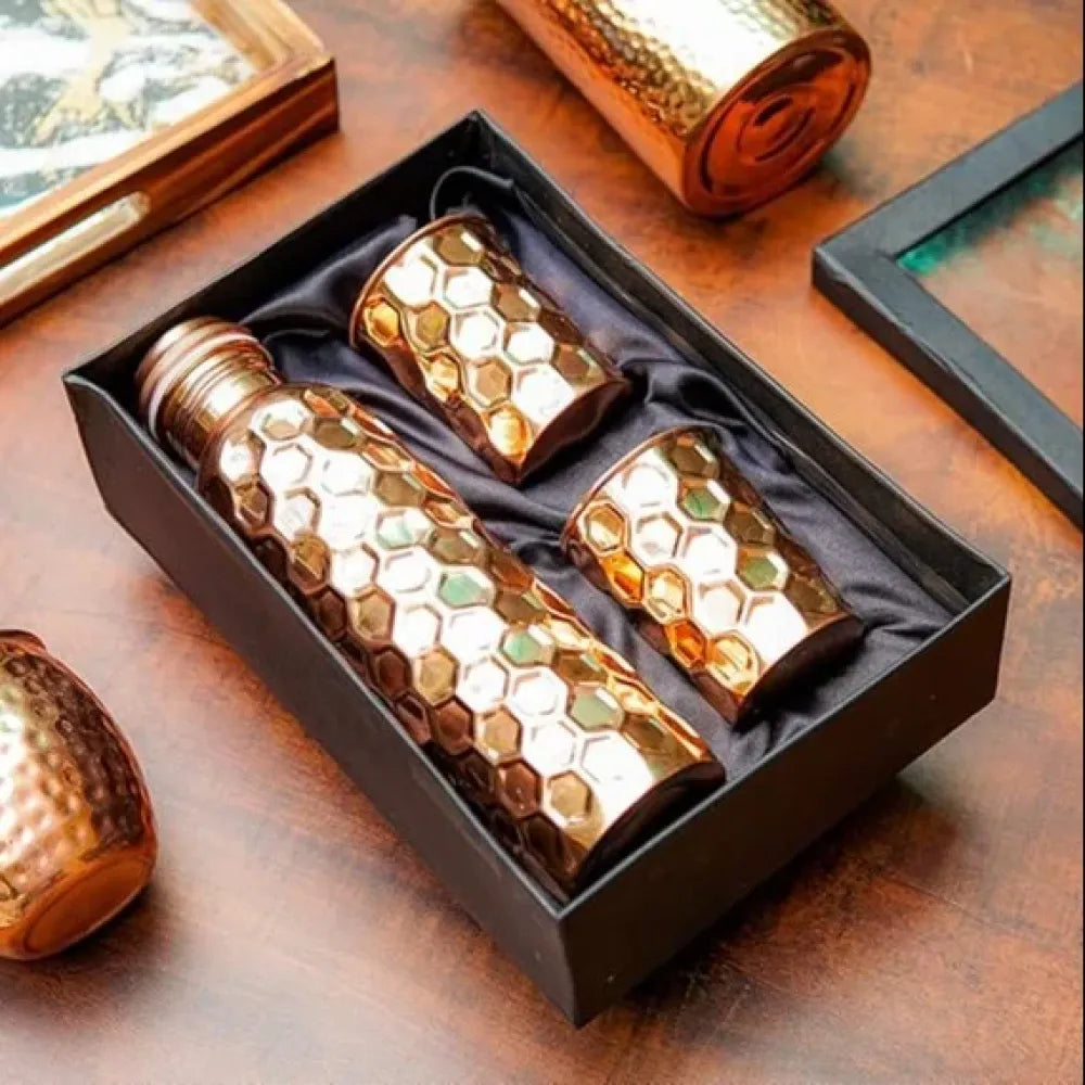 Ayurvedic copper water bottle set - kitchen tool