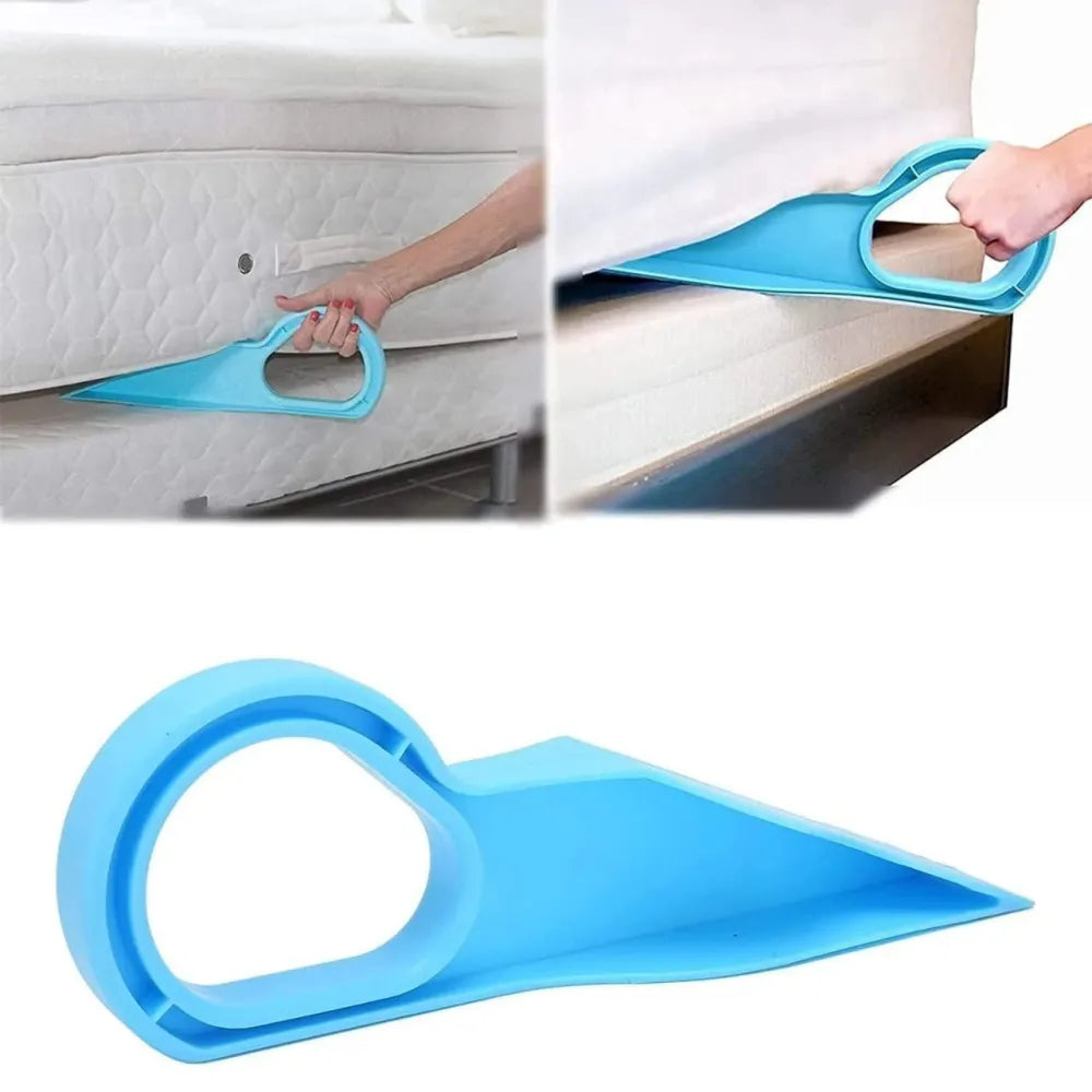 Blue plastic bed sheet tucking tool.