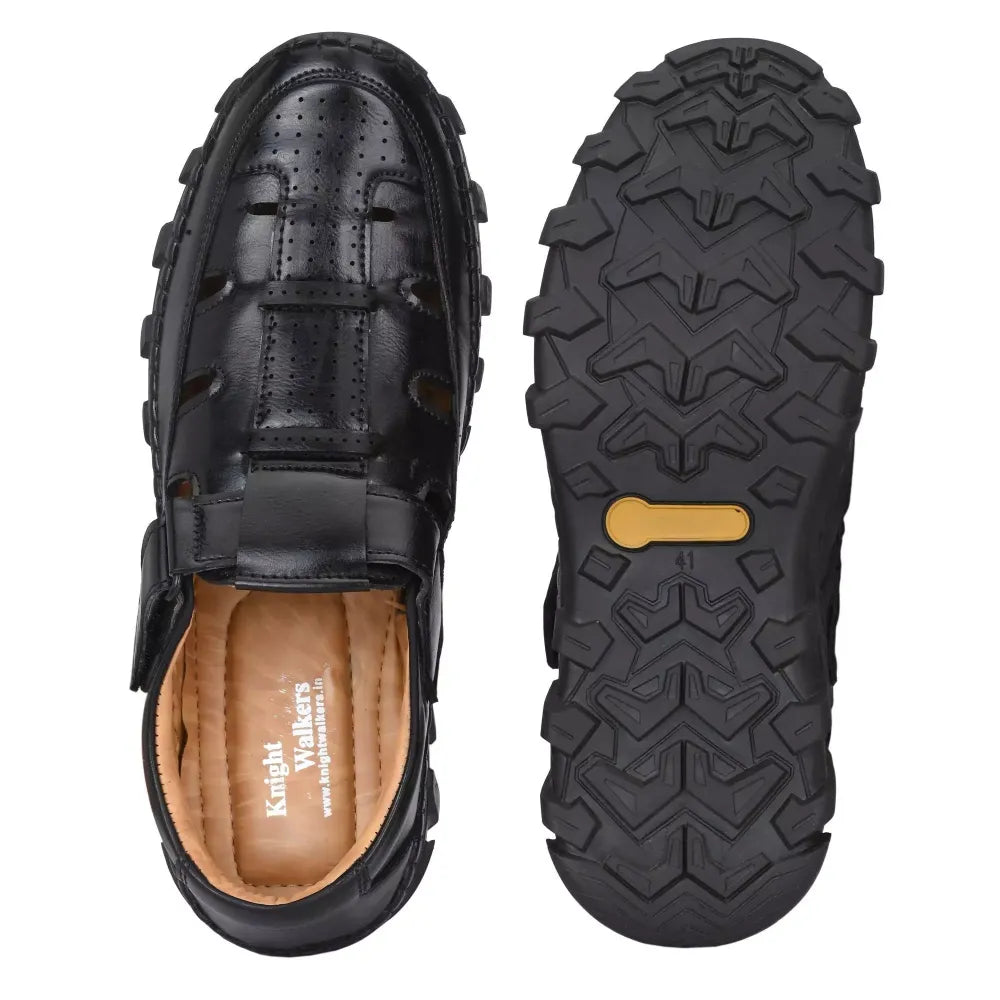 Black roman sandals for men - footwear