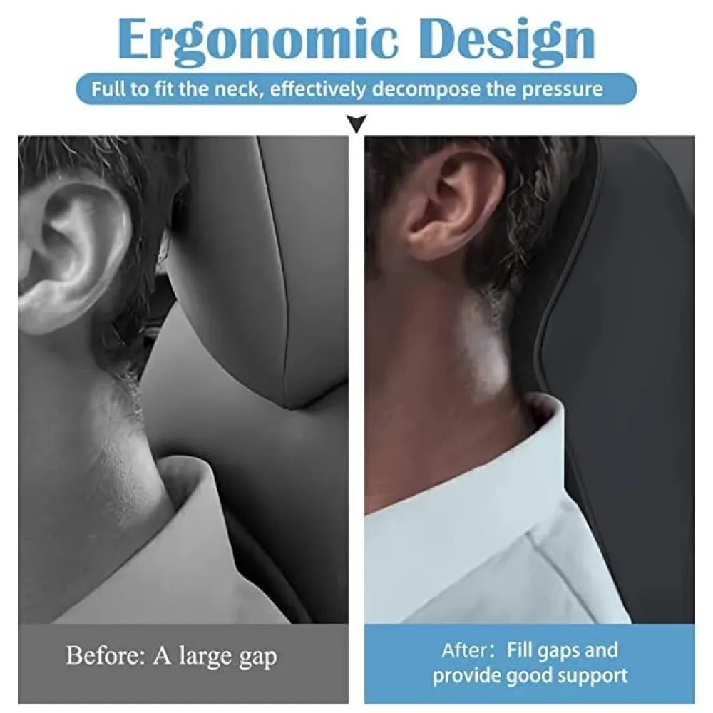 Car seat headrest neck rest pillow cushion for all cars- ergonomic memory foam support neck/back pain relief