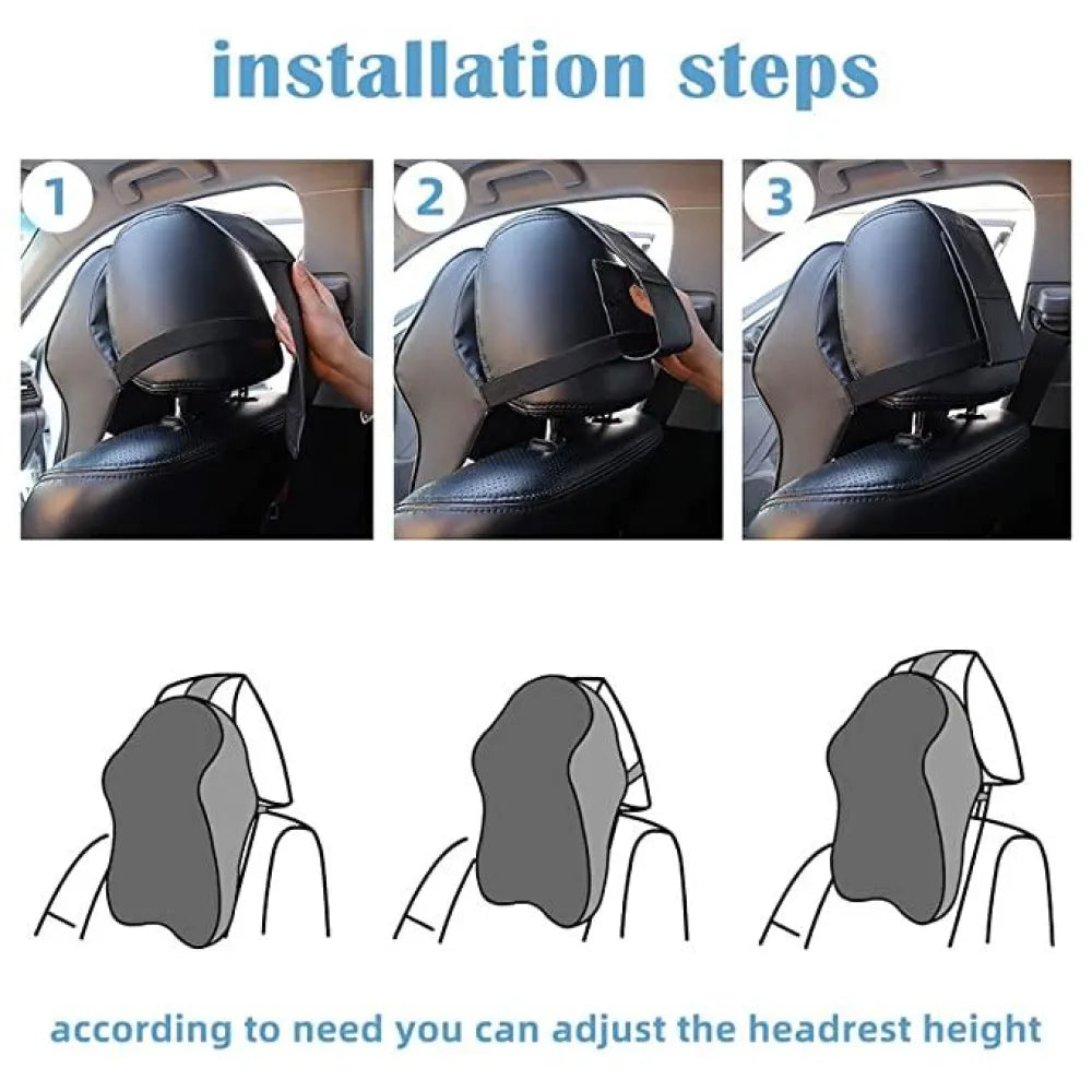 Car seat headrest neck rest pillow cushion for all cars- ergonomic memory foam support neck/back pain relief